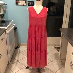 M/L Uniqlo Red Tiered Maxi Dress